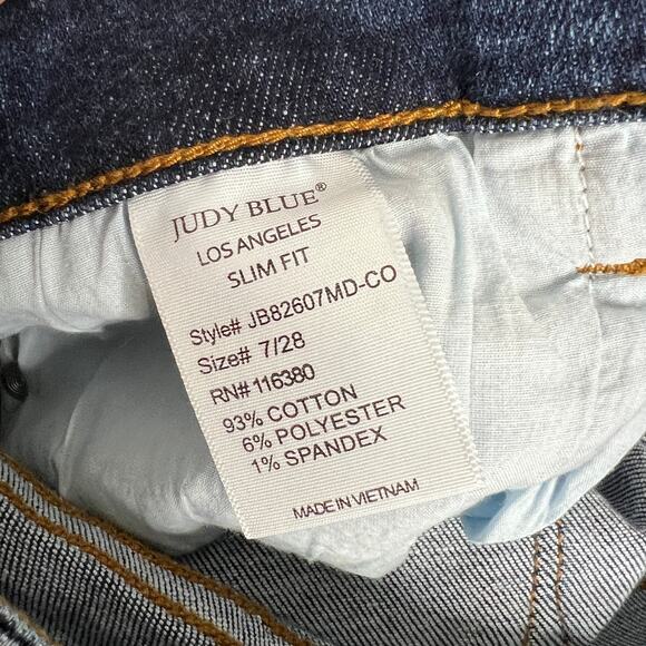 Judy Blue Slim Fit Dark Wash Stretch Denim Jeans Size 7/28 - Picture 4 of 12